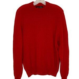 Vintage Redfox 100% Shetland Wool Bright Red Crewneck Sweater Size Large